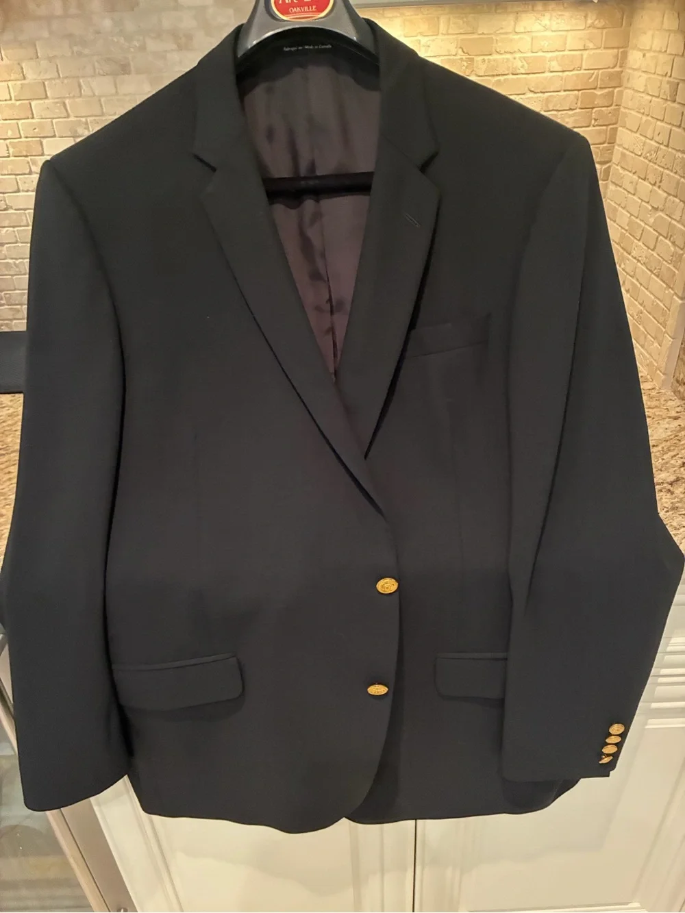 Men's Black Blazer with Gold Buttons - Classic Single-Breasted Sport Coat